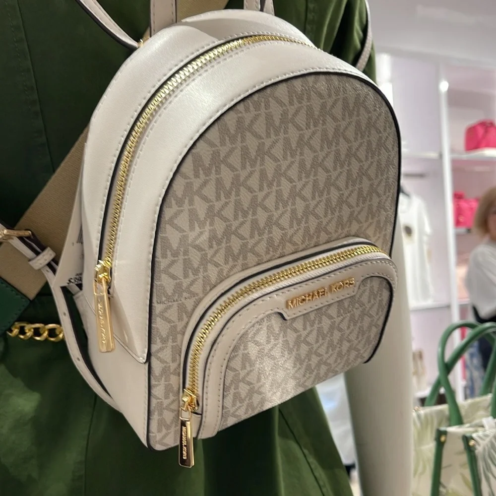 Michael Kors Ladies Backpack Bag Jaycee XS Conv Zip Backpack Light Cream Multi - Picture 13 of 16